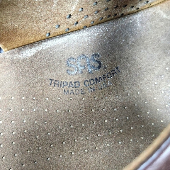 SAS Bravo Brown Tripad Heel 3 Strap Pebbled Leather Sandal Mens Shoes US Sz 11M - Picture 8 of 8